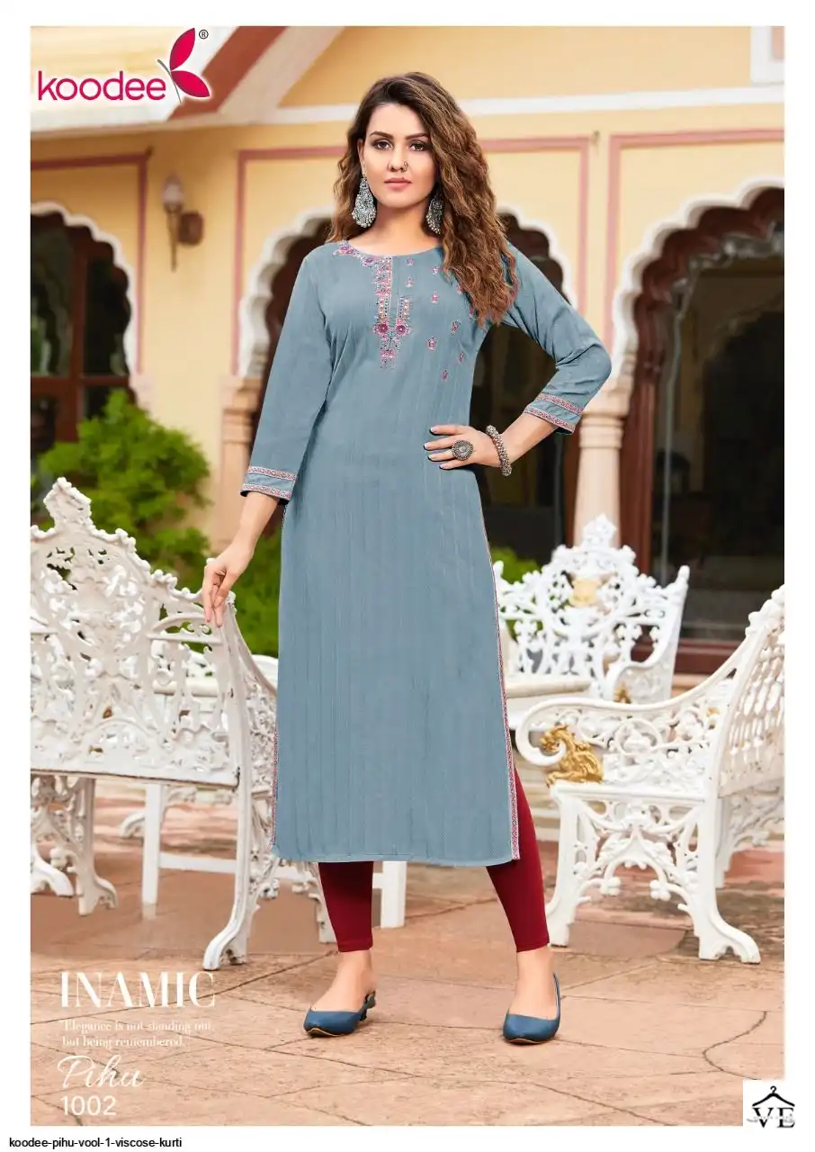 Koodee Pihu Vol 1 Viscose Wholesale Kurtis Catalog — Wholesale Kurtis, MPA wholesale from Surat - Gallery Image 5