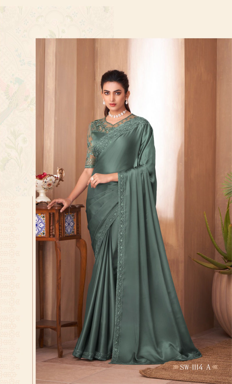 TFH 1114 Colours Glass Silk Wholesale Fancy Designer Sarees Catalog — Wholesale Sarees, MPA wholesale from Surat - Gallery Image 2