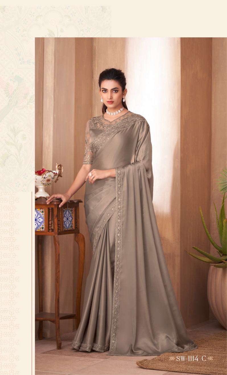 TFH 1114 Colours Glass Silk Wholesale Fancy Designer Sarees Catalog — Wholesale Sarees, MPA wholesale from Surat - Gallery Image 5