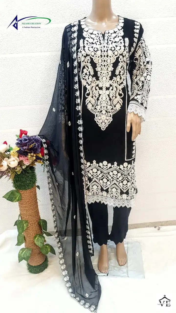 Nizami Creation 1705 Pure Georgette Wholesale Pakistani Readymade Suits Catalog — Wholesale Salwar Suits, MPA wholesale from Surat - Gallery Image 7