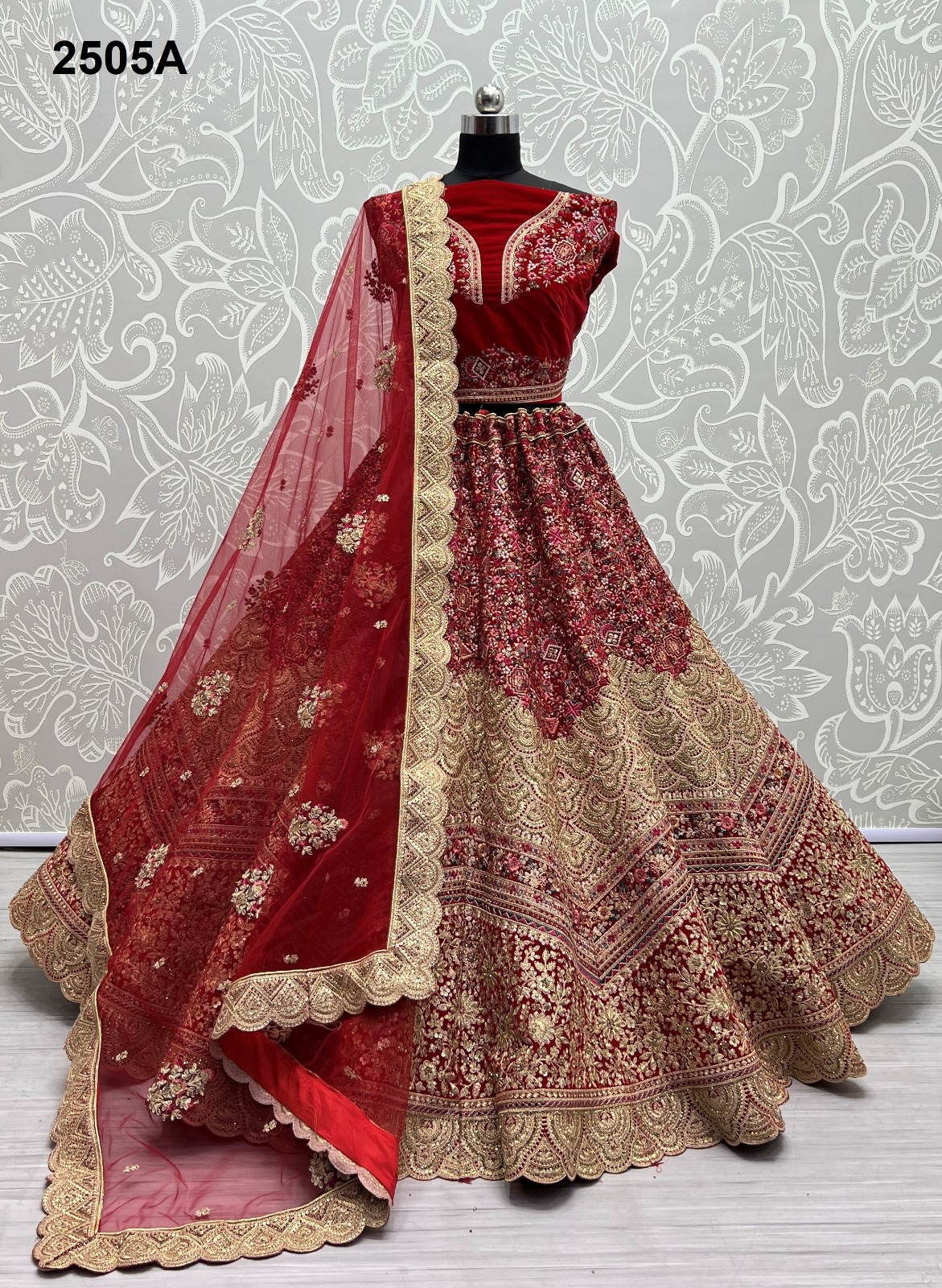 Anjani Art 2505A to 2505C Velvet Wholesale Lehenga Catalog — Wholesale Lehenga, MPA wholesale from Surat - Gallery Image 2