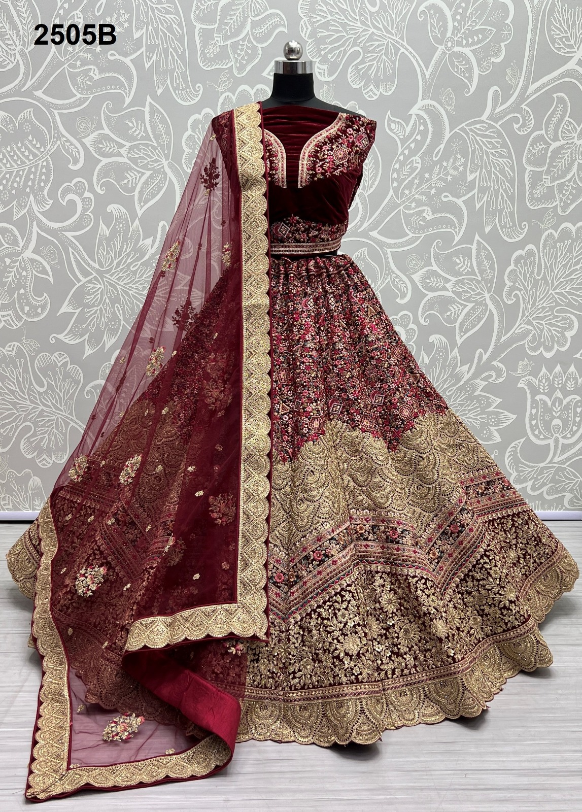 Anjani Art 2505A to 2505C Velvet Wholesale Lehenga Catalog — Wholesale Lehenga, MPA wholesale from Surat - Gallery Image 11