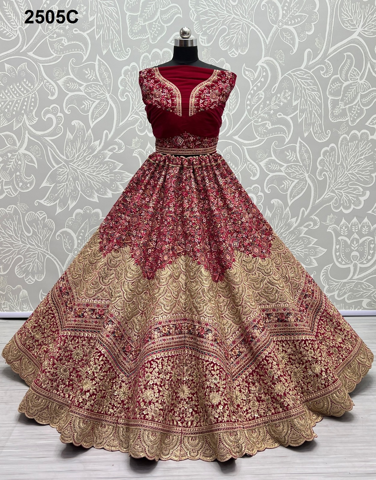Anjani Art 2505A to 2505C Velvet Wholesale Lehenga Catalog — Wholesale Lehenga, MPA wholesale from Surat - Gallery Image 12