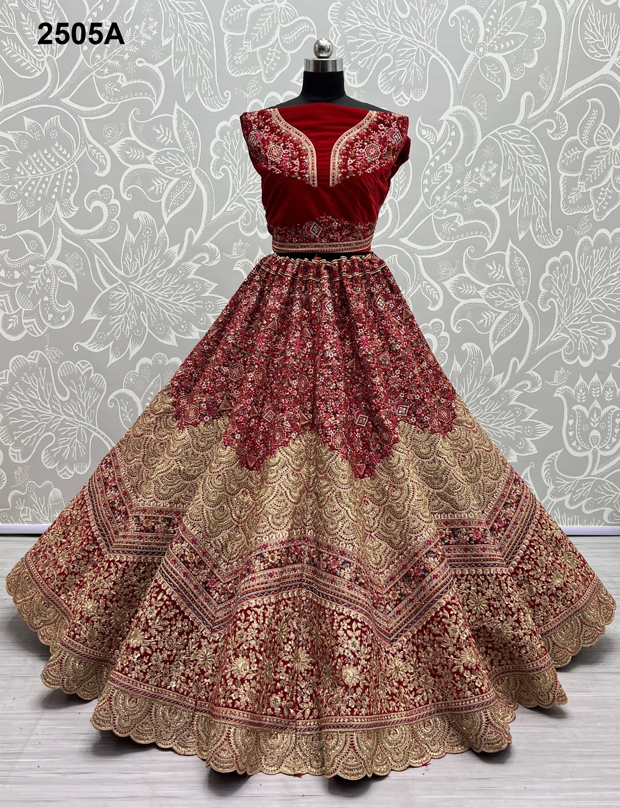 Anjani Art 2505A to 2505C Velvet Wholesale Lehenga Catalog — Wholesale Lehenga, MPA wholesale from Surat - Gallery Image 4