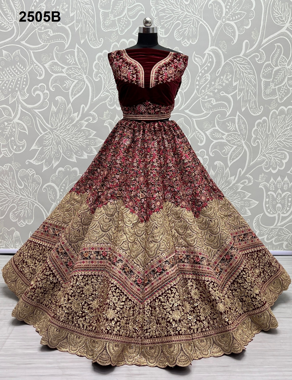 Anjani Art 2505A to 2505C Velvet Wholesale Lehenga Catalog — Wholesale Lehenga, MPA wholesale from Surat - Gallery Image 6