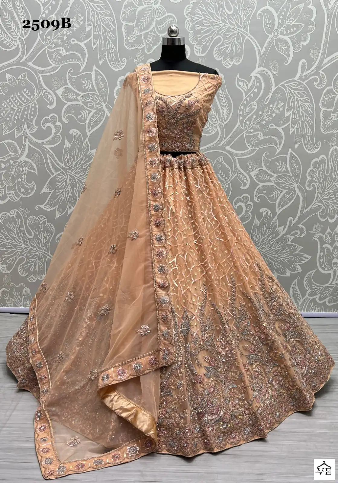 Anjani Art 2509 Heavy Net Wholesale Bridal Lehenga Catalog — Wholesale Lehenga, MPA wholesale from Surat - Gallery Image 7