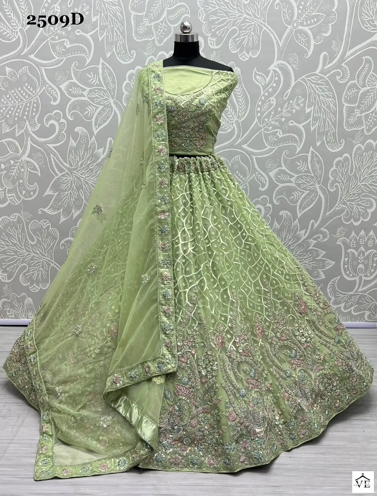 Anjani Art 2509 Heavy Net Wholesale Bridal Lehenga Catalog — Wholesale Lehenga, MPA wholesale from Surat - Gallery Image 3