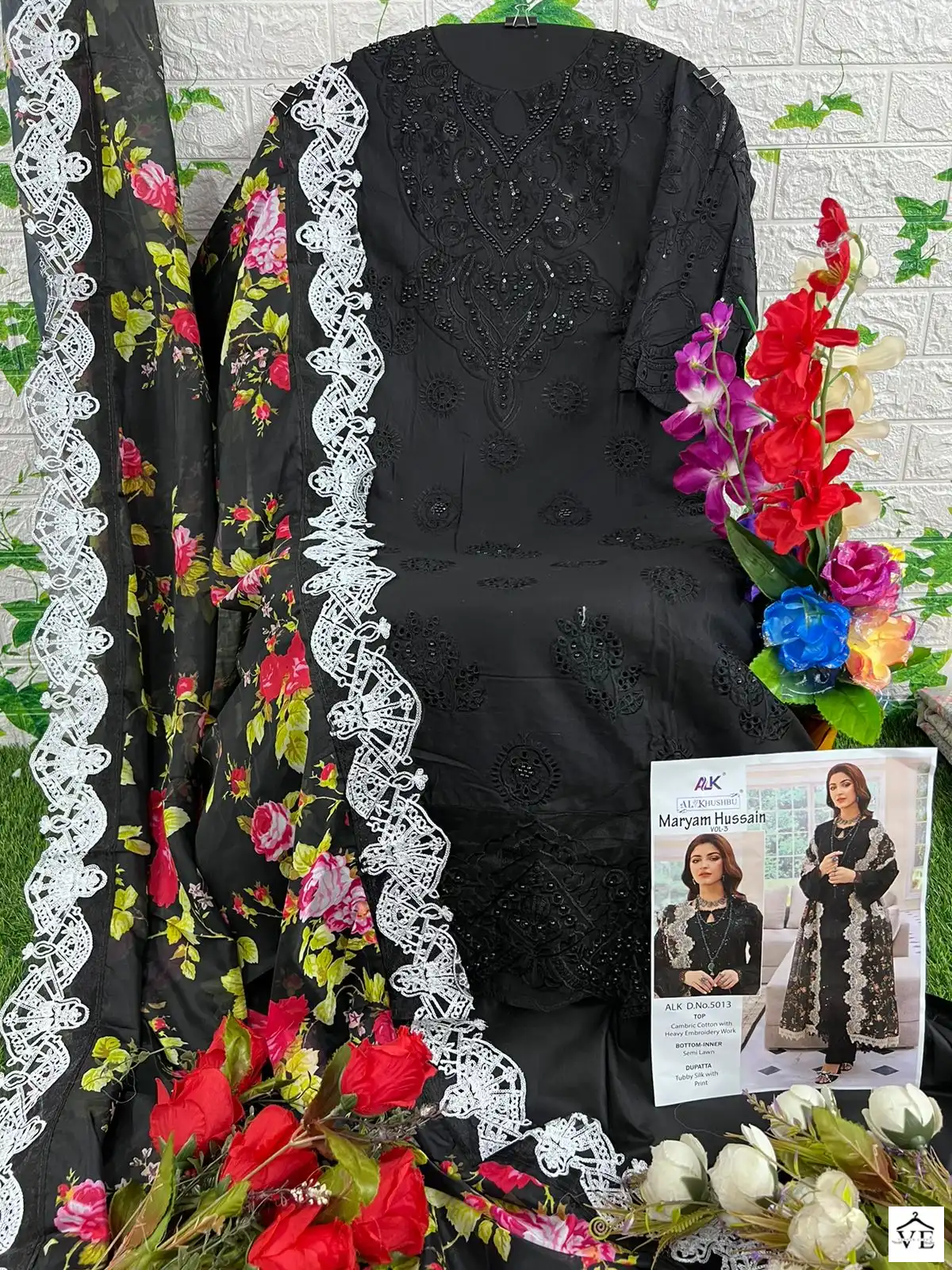 Al_Khushbu Maryam Hussain Vol 3-5012 Pure Cambric Cotton Wholesale Pakistani Suit — Wholesale Salwar Suits, MPA wholesale from Surat - Gallery Image 2