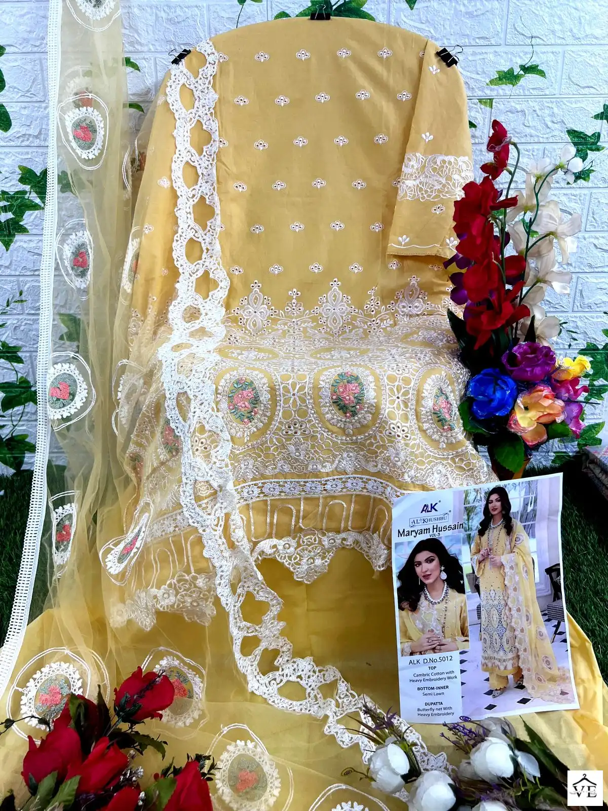Al_Khushbu Maryam Hussain Vol 3-5013 Pure Cambric Cotton Wholesale Pakistani Suit — Wholesale Salwar Suits, MPA wholesale from Surat - Gallery Image 2