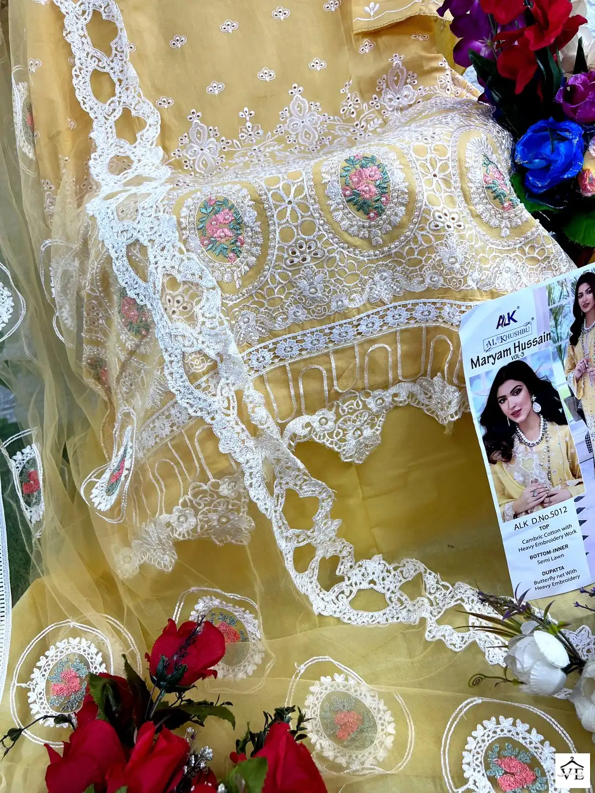 Al_Khushbu Maryam Hussain Vol 3-5013 Pure Cambric Cotton Wholesale Pakistani Suit — Wholesale Salwar Suits, MPA wholesale from Surat — view 3