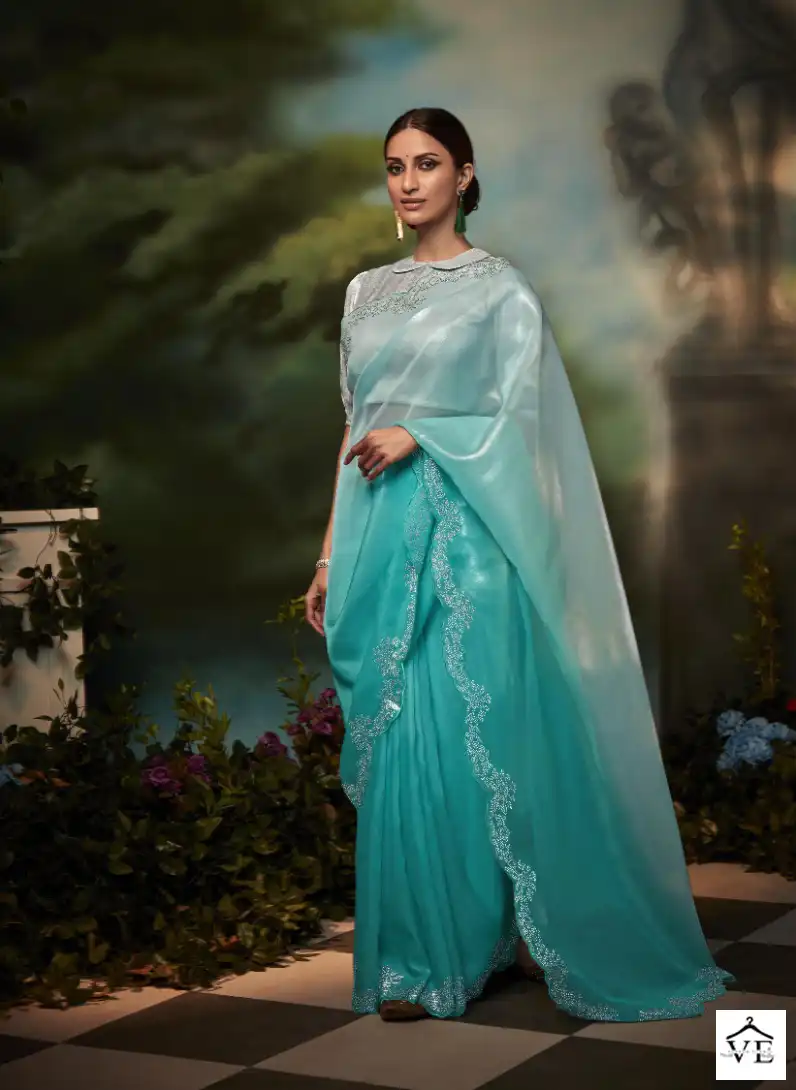 Kimora 5245 Colour Two-Toned Pure Organza Silk Wholesale Designer Saree Catalog — Wholesale Sarees, MPA wholesale from Surat — view 5