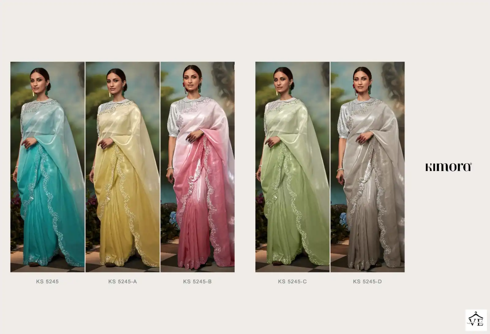 Kimora 5245 Colour Two-Toned Pure Organza Silk Wholesale Designer Saree Catalog — Wholesale Sarees, MPA wholesale from Surat — view 6