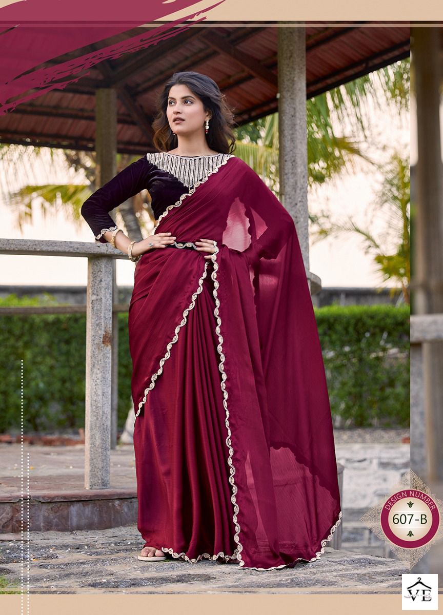 Mehek 607 Satin Silk Chiffon Wholesale Party Wear Saree Catalog — Wholesale Sarees, MPA wholesale from Surat — view 2