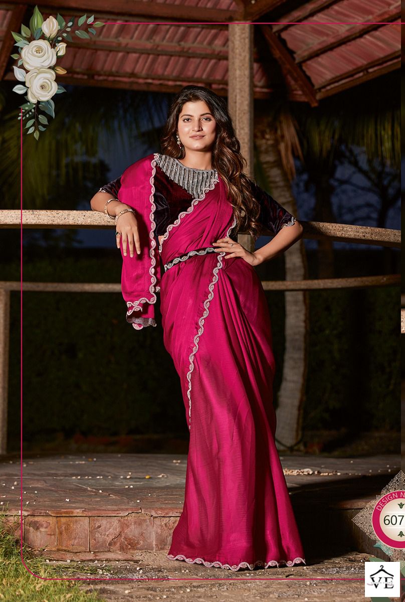 Mehek 607 Satin Silk Chiffon Wholesale Party Wear Saree Catalog — Wholesale Sarees, MPA wholesale from Surat — view 4