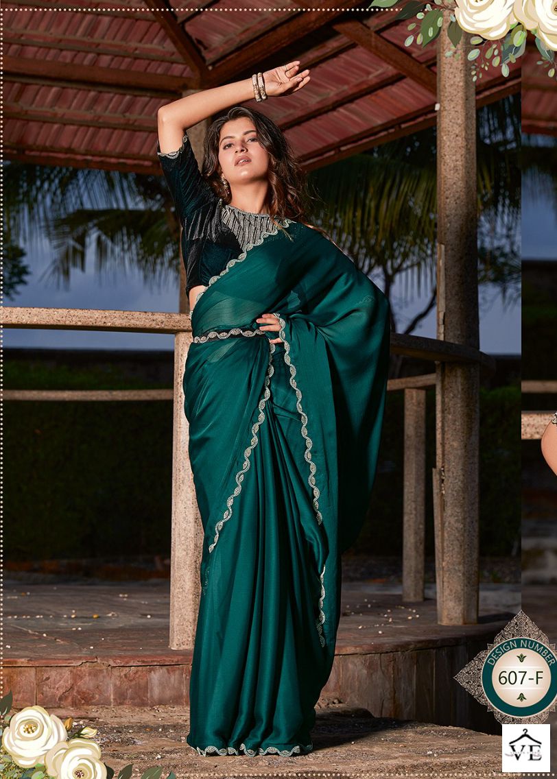 Mehek 607 Satin Silk Chiffon Wholesale Party Wear Saree Catalog — Wholesale Sarees, MPA wholesale from Surat — view 6