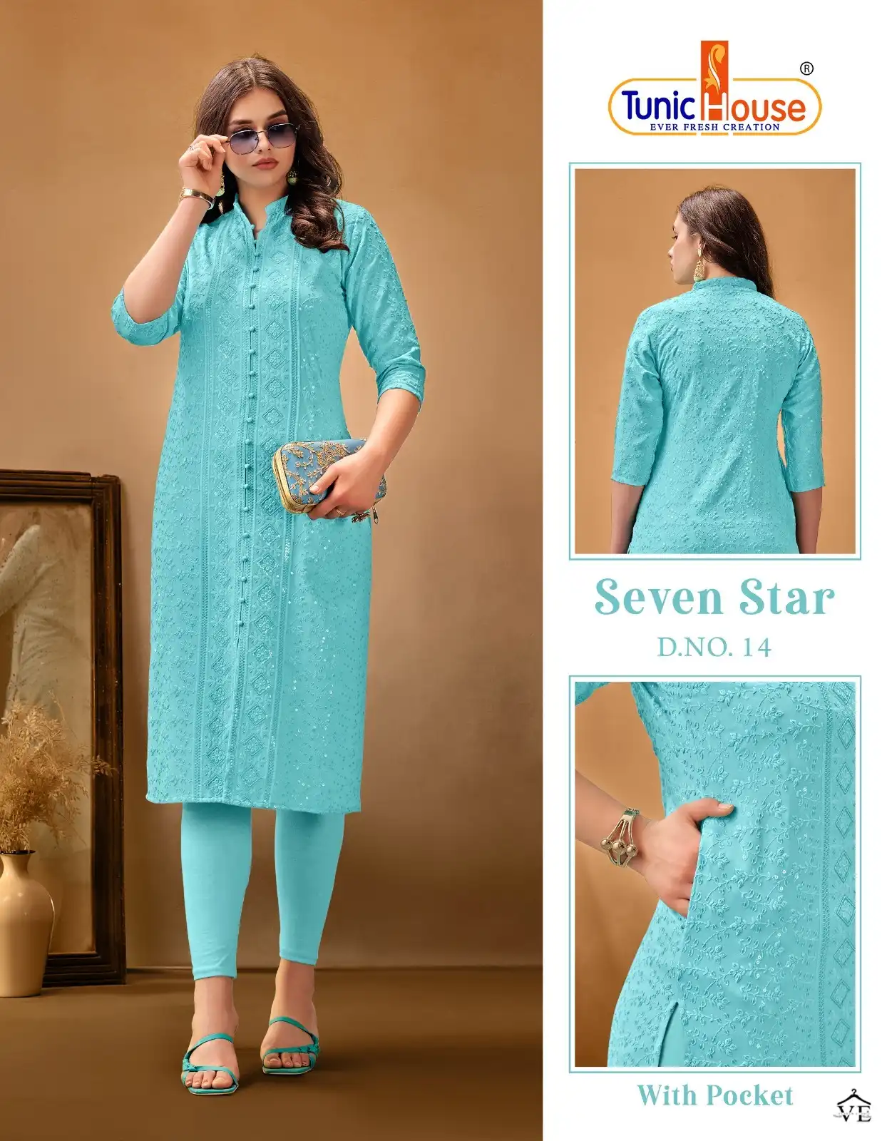 Tunic House 7 Star Viscose Sequince Rayon Wholesale Kurti Catalog — Wholesale Kurtis, MPA wholesale from Surat - Gallery Image 9