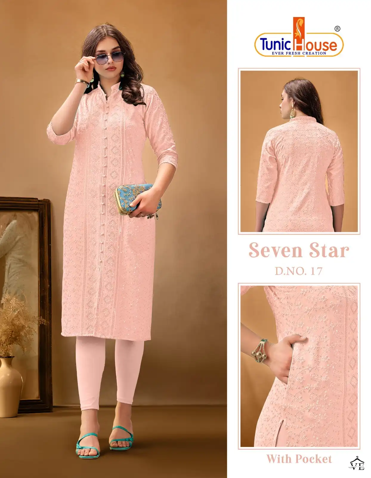 Tunic House 7 Star Viscose Sequince Rayon Wholesale Kurti Catalog — Wholesale Kurtis, MPA wholesale from Surat - Gallery Image 3