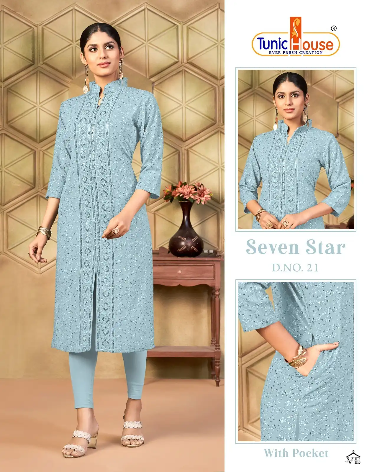 Tunic House 7 Star Viscose Sequince Rayon Wholesale Kurti Catalog — Wholesale Kurtis, MPA wholesale from Surat - Gallery Image 6