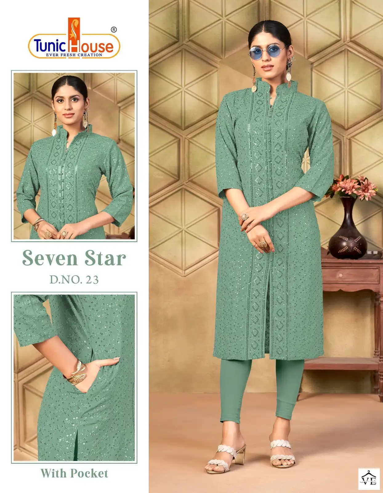 Tunic House 7 Star Viscose Sequince Rayon Wholesale Kurti Catalog — Wholesale Kurtis, MPA wholesale from Surat - Gallery Image 7