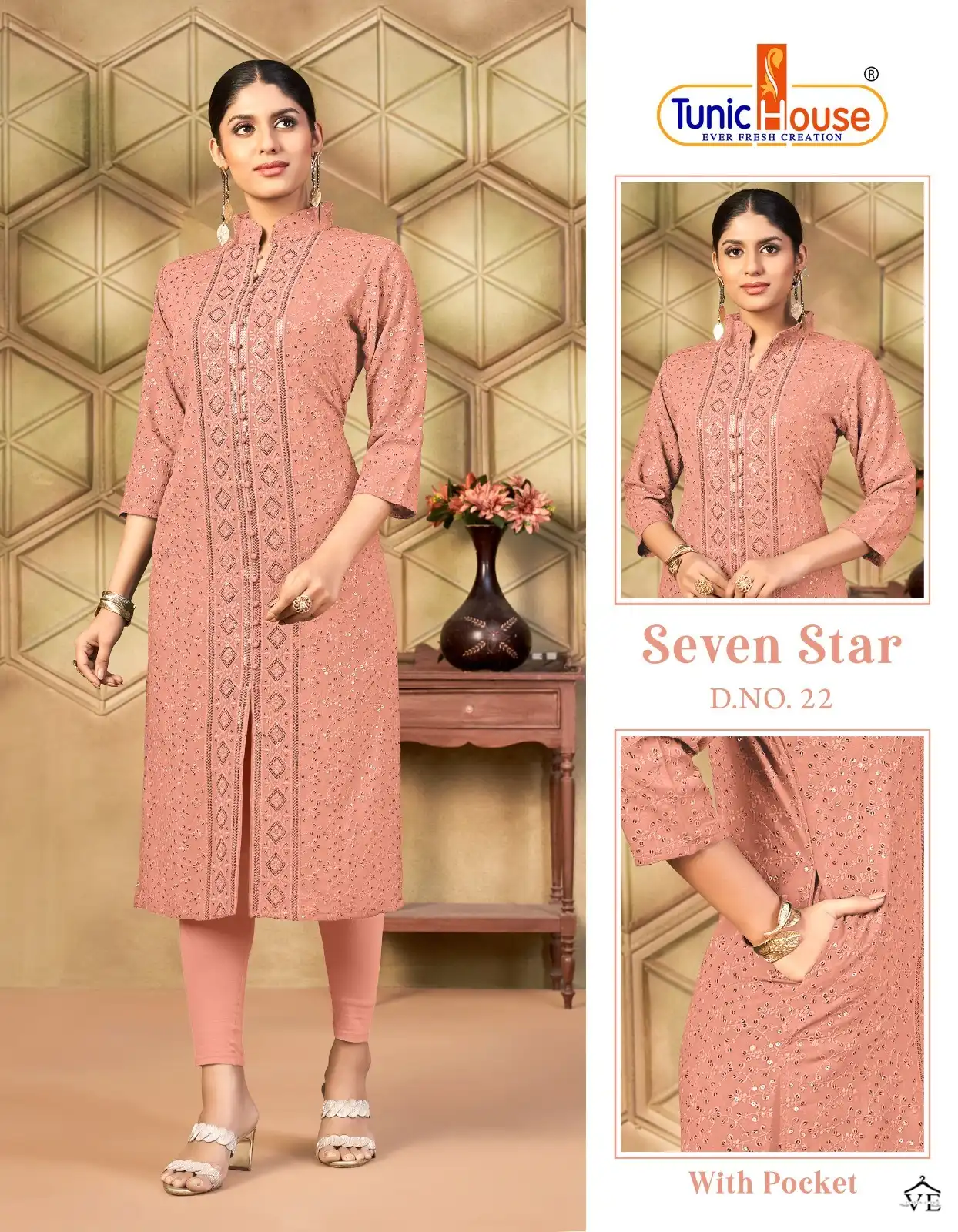 Tunic House 7 Star Viscose Sequince Rayon Wholesale Kurti Catalog — Wholesale Kurtis, MPA wholesale from Surat - Gallery Image 8