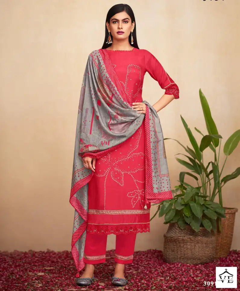 Jayvijay Aahana 3091 Pure Muslin Silk Wholesale Designer Salwar Suit Catalog — Wholesale Salwar Suits, MPA wholesale from Surat — view 1