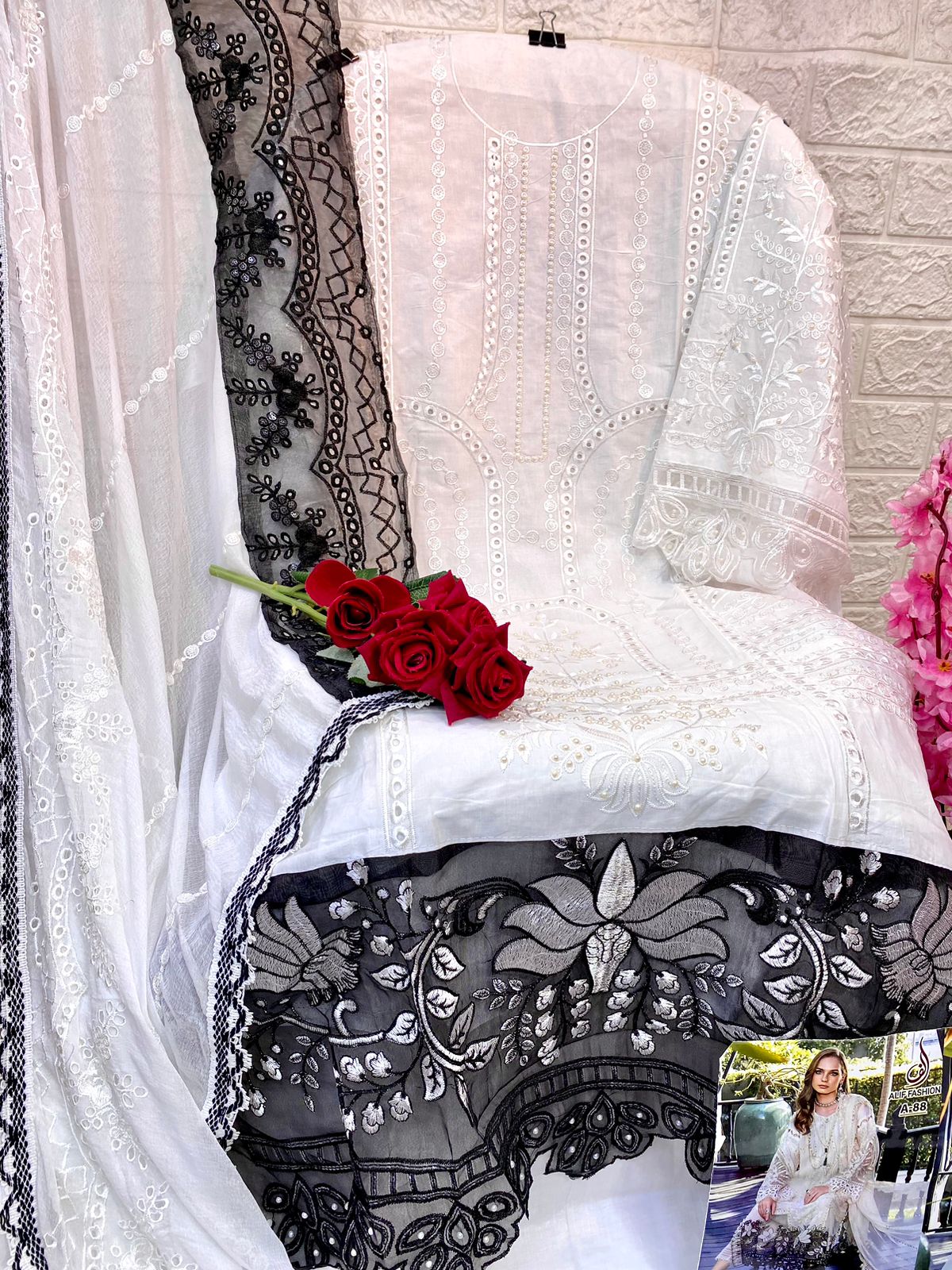 Alif Af 88 Pure Cambric Cotton Wholesale Pakistani Salwar Suit Catalog — Wholesale Salwar Suits, MPA wholesale from Surat - Gallery Image 4