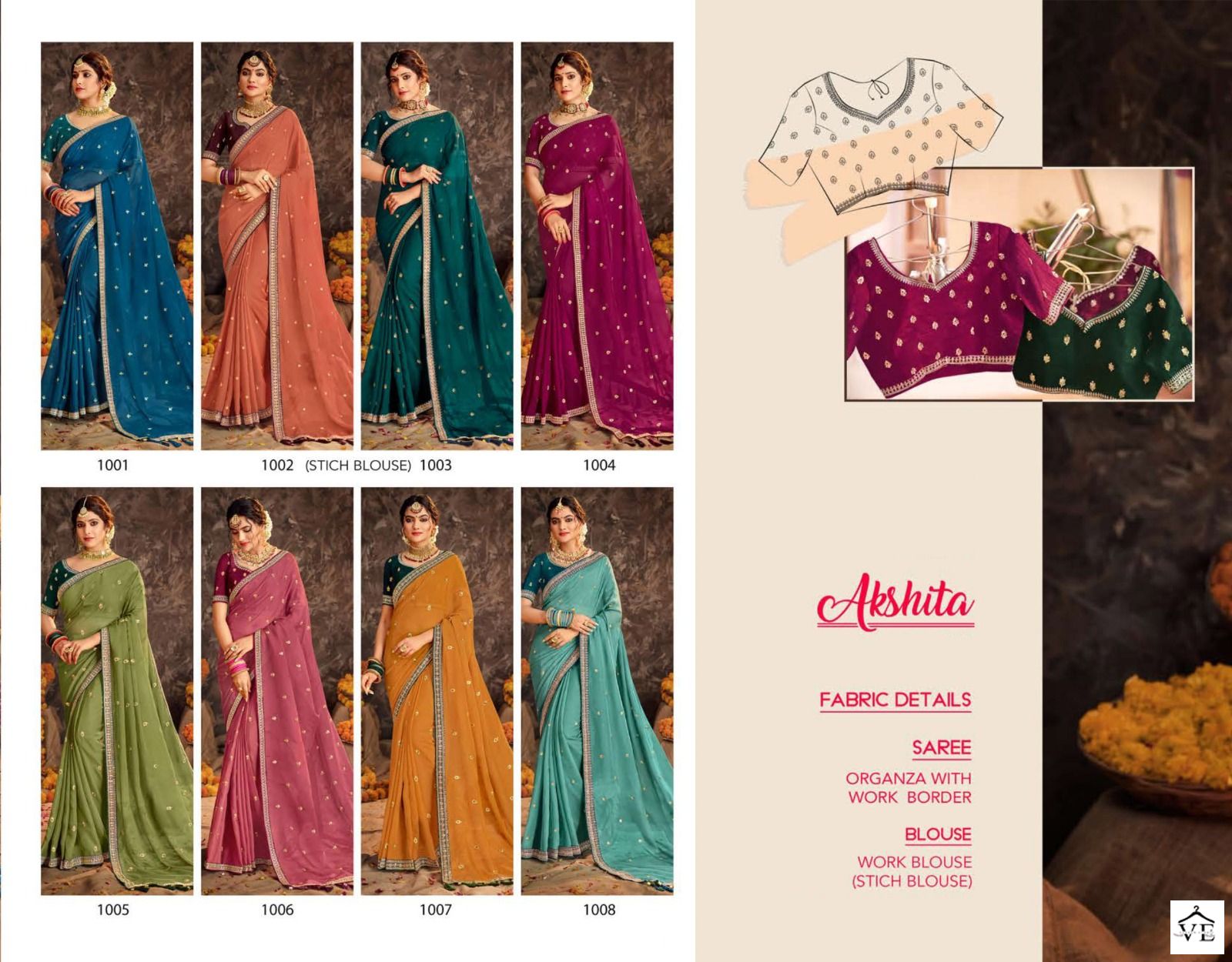 VE Akshita Organza Wholesale Party Wear Saree Catalog — Wholesale Sarees, MPA wholesale from Surat — view 9
