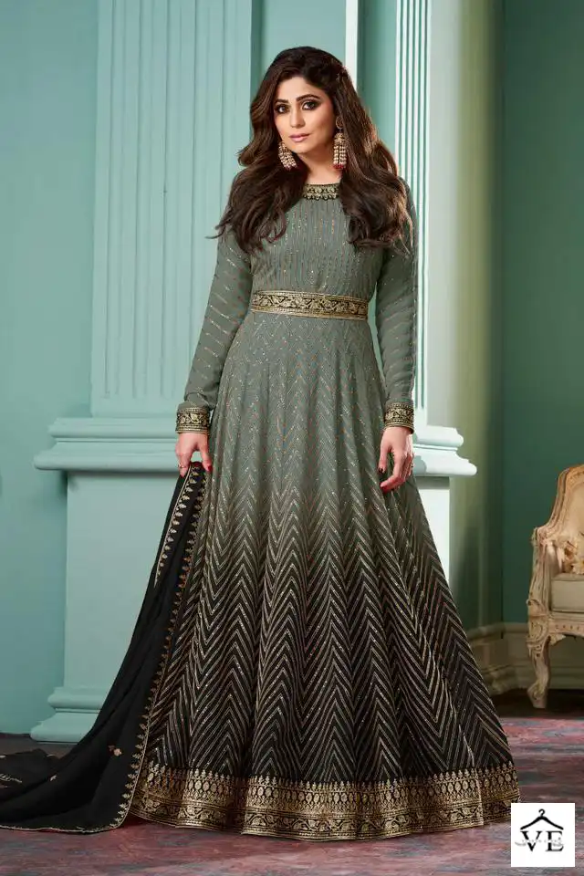 Aashirwad Alizza Shaded Real Georgette Wholesale Designer Suits Catalog — Wholesale Salwar Suits, Aashirwad Creation wholesale from Surat - Gallery Image 2