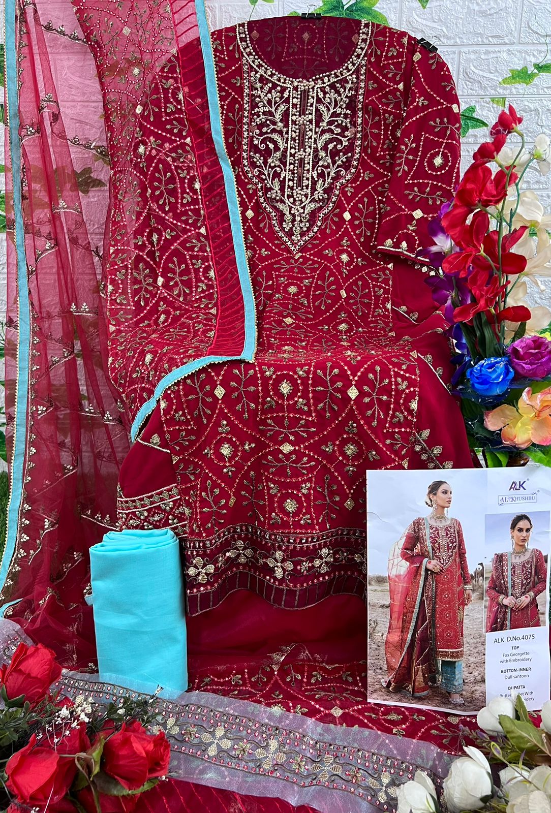 Al_Khushbu Alk Dno 4075 Georgette Wholesale Pakistani Salwar Suit — Wholesale Salwar Suits, MPA wholesale from Surat — view 4