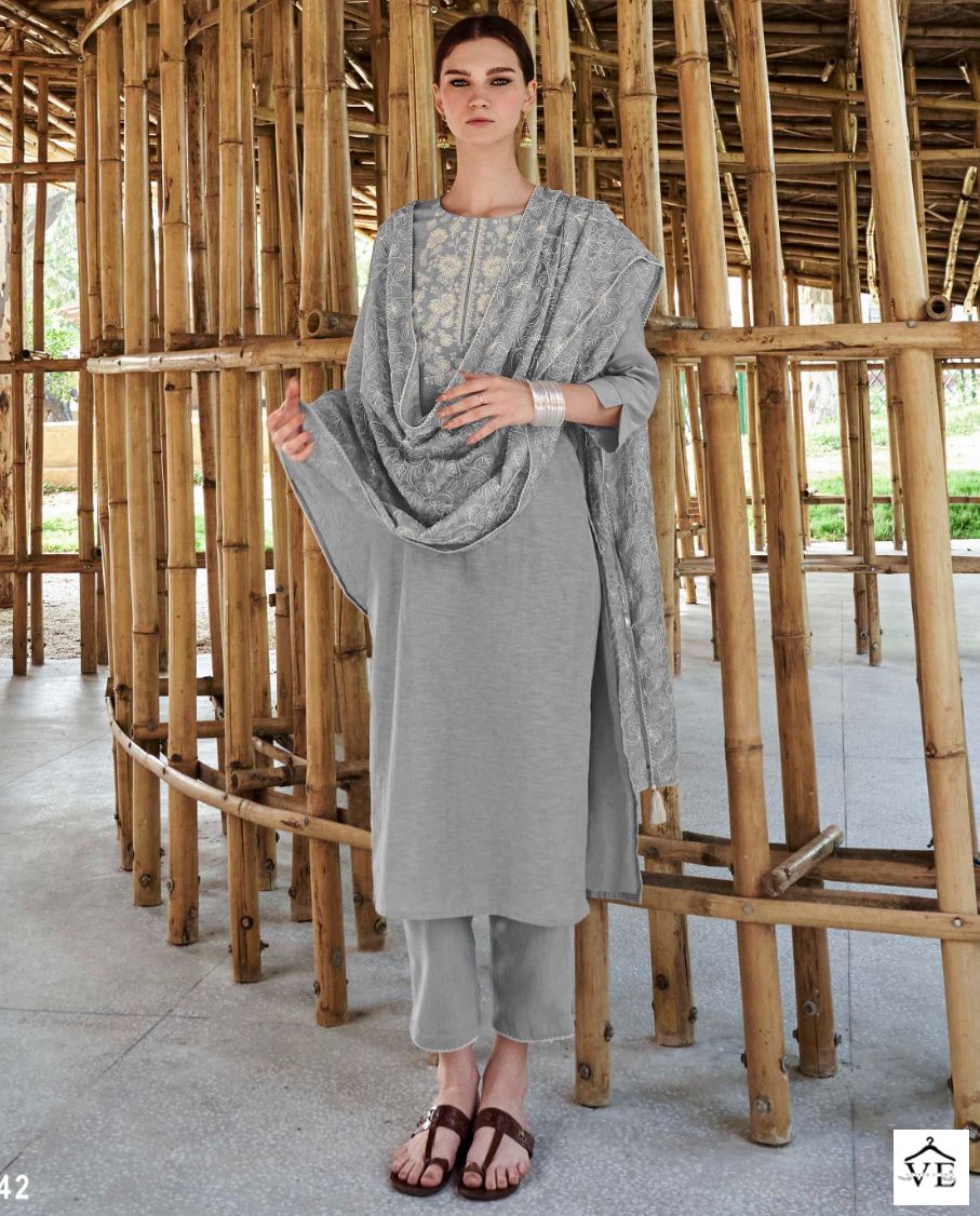 Four Buttons Ambar 2 Linen Cotton Slub Wholesale Readymade Suits Catalog — Wholesale Salwar Suits, MPA wholesale from Surat — view 1