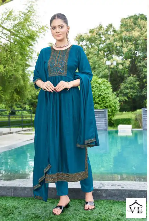 O4U Antra Silk Vichitra Silk Wholesale Readymade Suits Catalog — Wholesale Salwar Suits, MPA wholesale from Surat - Gallery Image 4