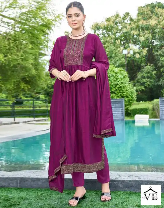 O4U Antra Silk Vichitra Silk Wholesale Readymade Suits Catalog — Wholesale Salwar Suits, MPA wholesale from Surat — view 1