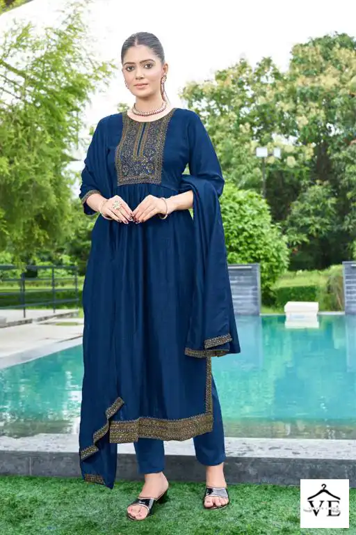 O4U Antra Silk Vichitra Silk Wholesale Readymade Suits Catalog — Wholesale Salwar Suits, MPA wholesale from Surat - Gallery Image 2