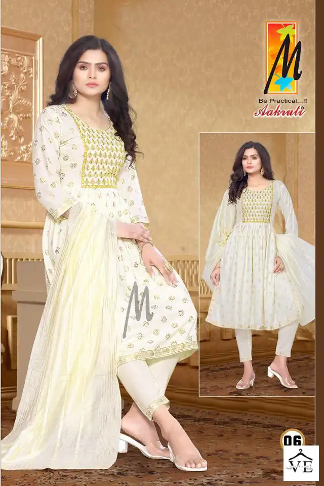 Master Aakruti Heavy Gold Print Rayon Wholesale Readymade Salwar Suit Catalog — Wholesale Salwar Suits, MPA wholesale from Surat - Gallery Image 2