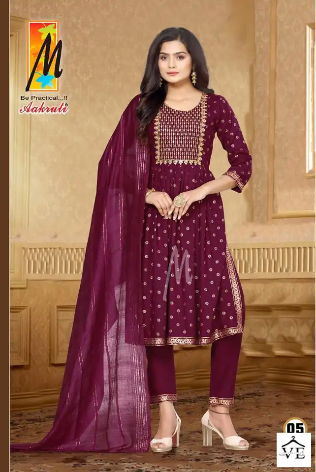 Master Aakruti Heavy Gold Print Rayon Wholesale Readymade Salwar Suit Catalog — Wholesale Salwar Suits, MPA wholesale from Surat - Gallery Image 3
