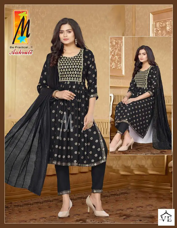 Master Aakruti Heavy Gold Print Rayon Wholesale Readymade Salwar Suit Catalog — Wholesale Salwar Suits, MPA wholesale from Surat - Gallery Image 4