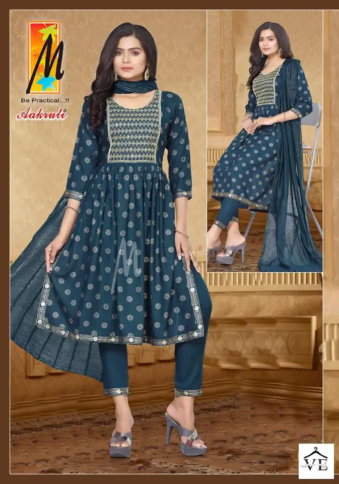 Master Aakruti Heavy Gold Print Rayon Wholesale Readymade Salwar Suit Catalog — Wholesale Salwar Suits, MPA wholesale from Surat - Gallery Image 6