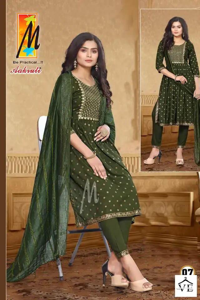 Master Aakruti Heavy Gold Print Rayon Wholesale Readymade Salwar Suit Catalog — Wholesale Salwar Suits, MPA wholesale from Surat - Gallery Image 8