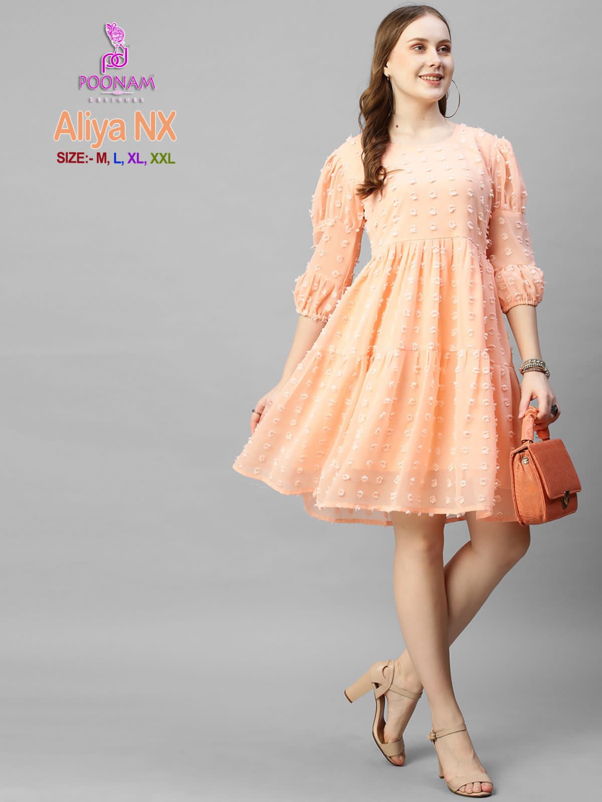 Poonam Designer Aliya Nx Georgette Wholesale Short Gown Catalog — Wholesale Kurtis, MPA wholesale from Surat - Gallery Image 3