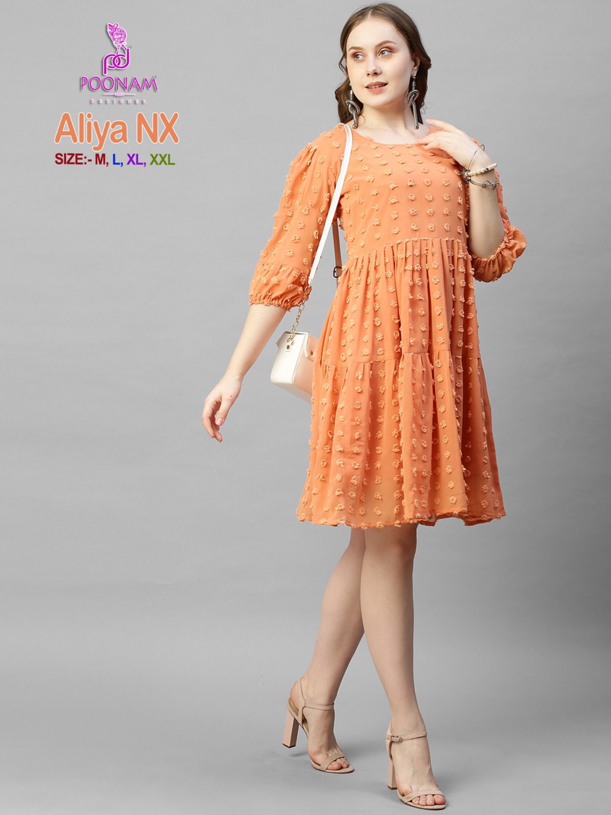 Poonam Designer Aliya Nx Georgette Wholesale Short Gown Catalog — Wholesale Kurtis, MPA wholesale from Surat - Gallery Image 4
