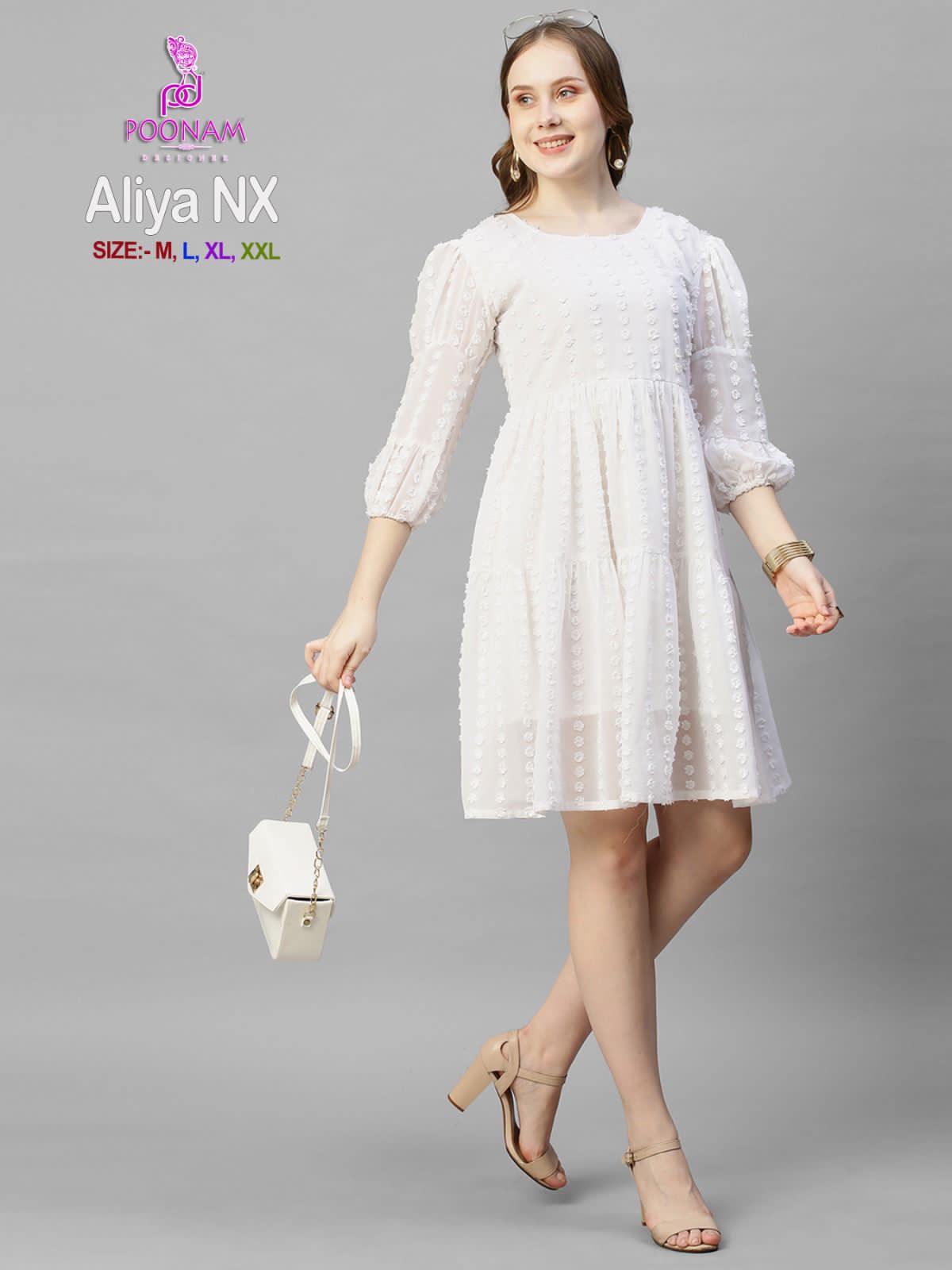 Poonam Designer Aliya Nx Georgette Wholesale Short Gown Catalog — Wholesale Kurtis, MPA wholesale from Surat - Gallery Image 5