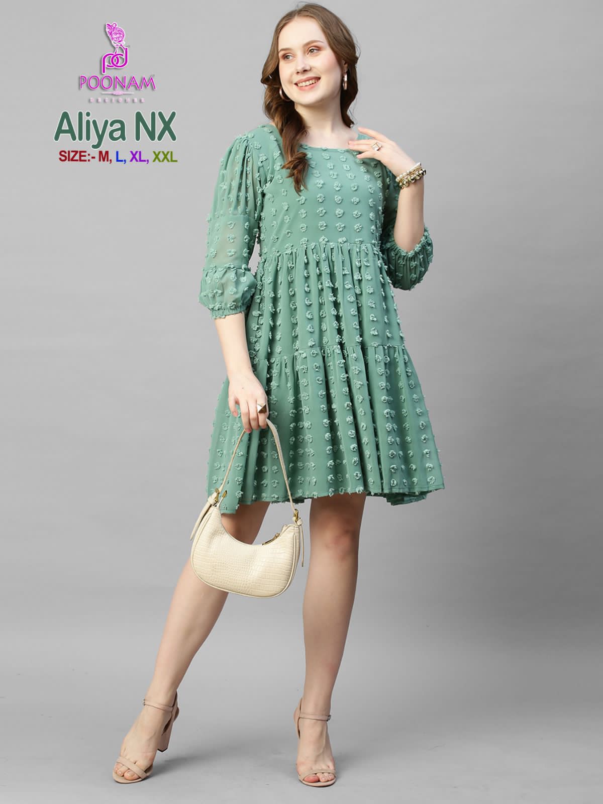 Poonam Designer Aliya Nx Georgette Wholesale Short Gown Catalog — Wholesale Kurtis, MPA wholesale from Surat - Gallery Image 6