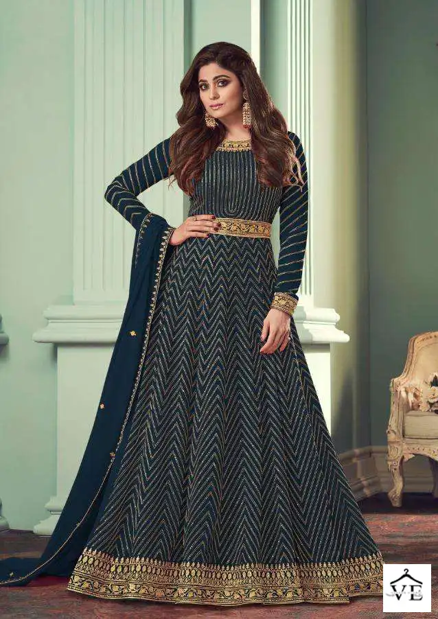 Aashirwad Alizza Gold Real Georgette Wholesale Designer Readymade Salwar Suits Catalog — Wholesale Salwar Suits, Aashirwad Creation wholesale from Surat - Gallery Image 2