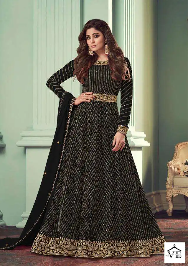 Aashirwad Alizza Gold Real Georgette Wholesale Designer Readymade Salwar Suits Catalog — Wholesale Salwar Suits, Aashirwad Creation wholesale from Surat - Gallery Image 3