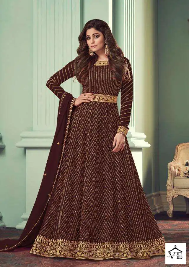Aashirwad Alizza Gold Real Georgette Wholesale Designer Readymade Salwar Suits Catalog — Wholesale Salwar Suits, Aashirwad Creation wholesale from Surat - Gallery Image 5