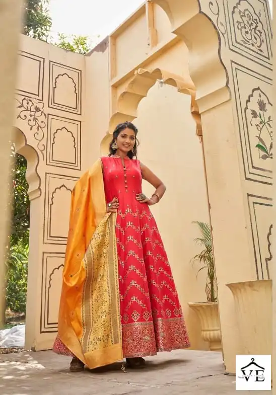 Vardan Ethnic Banarasiya Vol 2 Jacquard Wholesale Long Gown With Dupatta Catalog — Wholesale Kurtis, MPA wholesale from Surat — view 3