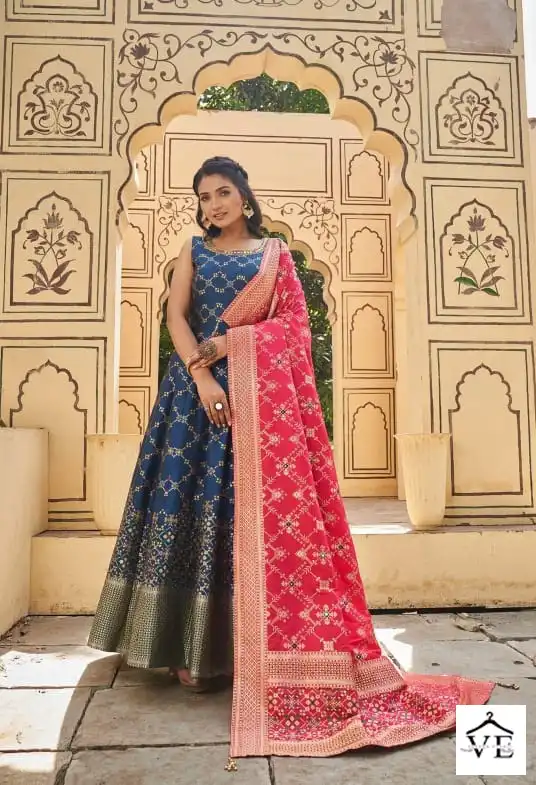 Vardan Ethnic Banarasiya Vol 2 Jacquard Wholesale Long Gown With Dupatta Catalog — Wholesale Kurtis, MPA wholesale from Surat — view 4