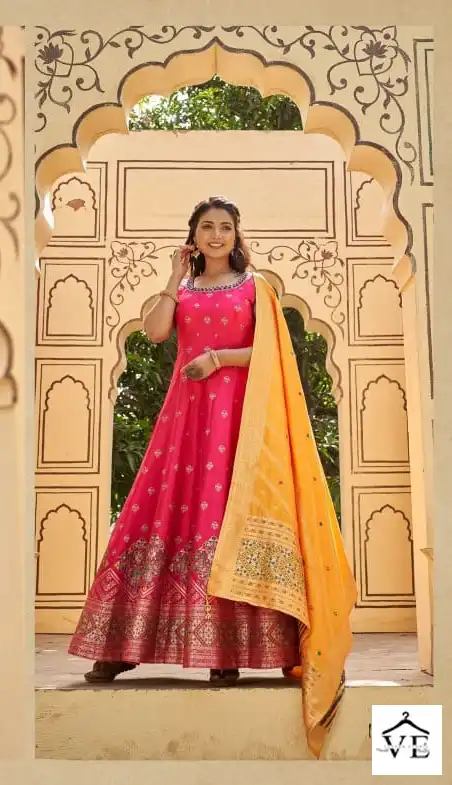 Vardan Ethnic Banarasiya Vol 2 Jacquard Wholesale Long Gown With Dupatta Catalog — Wholesale Kurtis, MPA wholesale from Surat — view 5