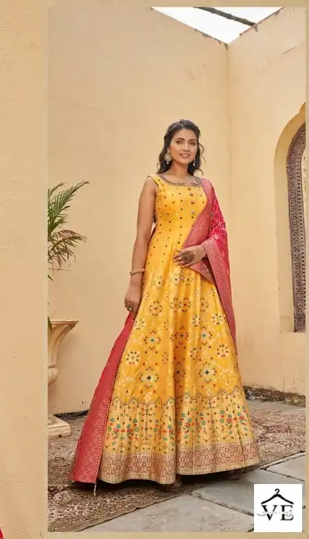 Vardan Ethnic Banarasiya Vol 2 Jacquard Wholesale Long Gown With Dupatta Catalog — Wholesale Kurtis, MPA wholesale from Surat — view 6