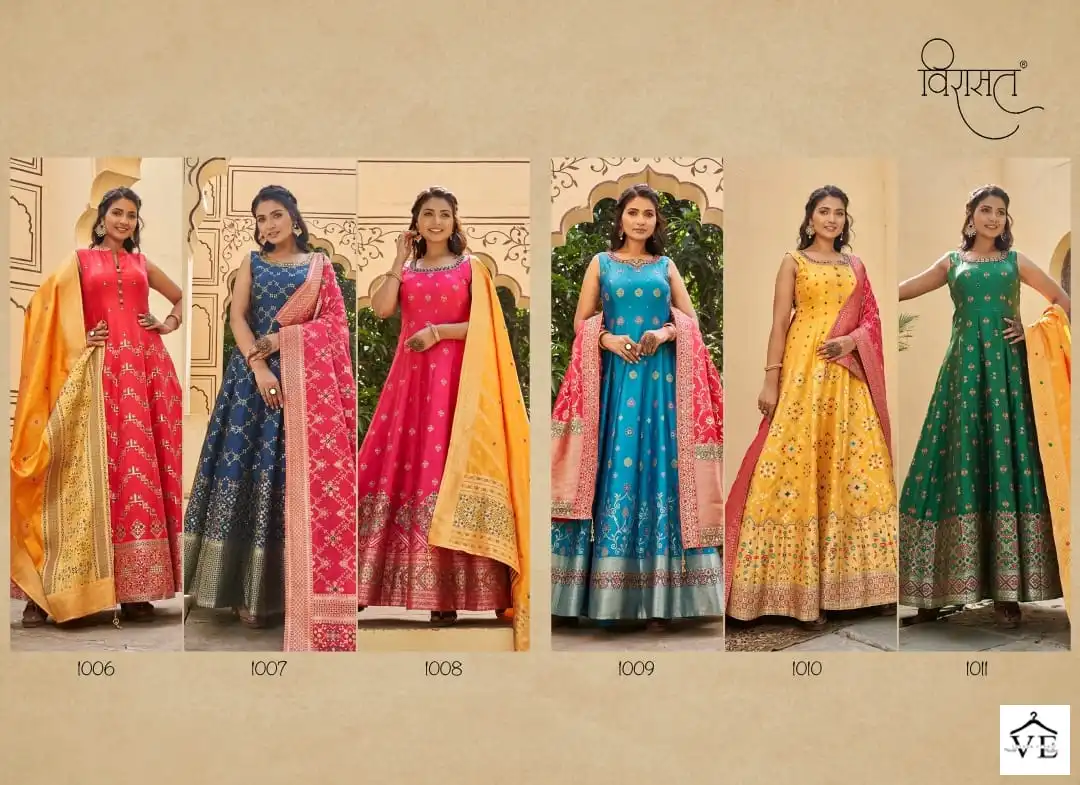 Vardan Ethnic Banarasiya Vol 2 Jacquard Wholesale Long Gown With Dupatta Catalog — Wholesale Kurtis, MPA wholesale from Surat — view 7